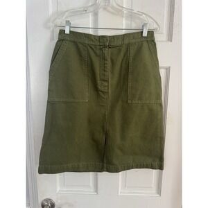 NWT's J.Crew Olive Green Utility Chic 100% Cotton Skirt Size 8 Pockets Outdoor